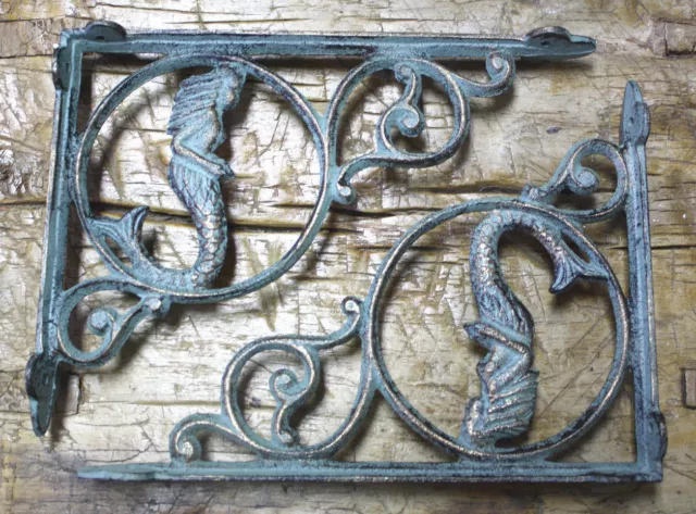 4 Cast Iron NAUTICAL MERMAID Brackets Garden Braces Shelf Bracket PIRATES Ship