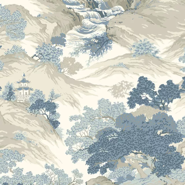 Krone orientalische Landschaft - Chinesische WC-Tapete - Shabby Chic Wanddekor