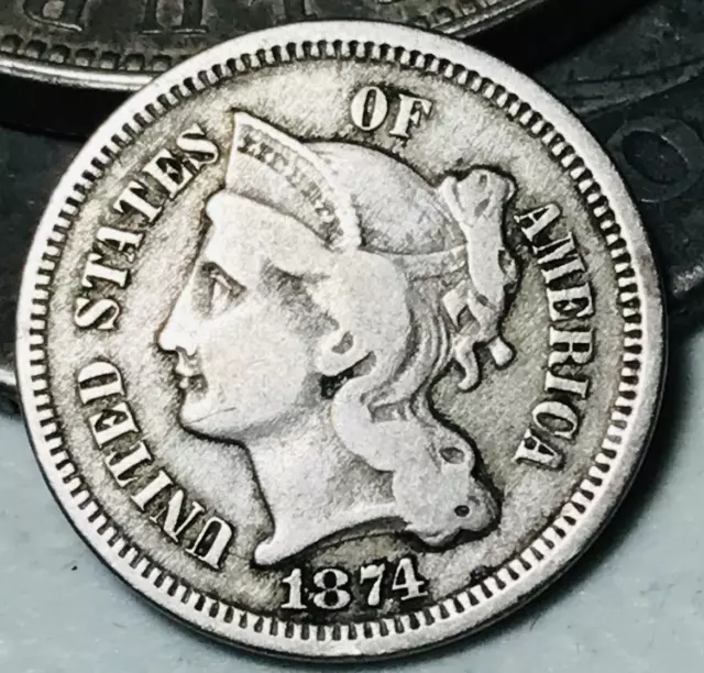 1874 Three Cent Nickel Piece 3C Ungraded Choice US Type Coin CC21702
