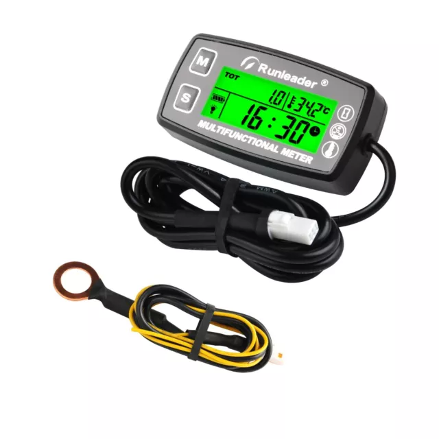 Runleader Contaore digitale, indicatore di temperatura del motore, avviso RPM,