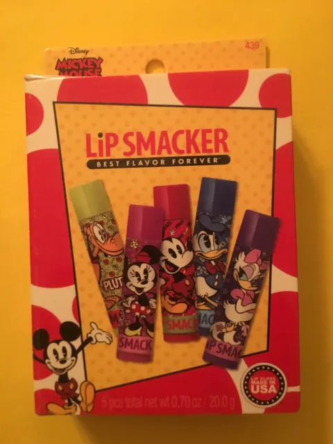 5 Lip Smacker Balms Disney Mickey Mouse & Friends Holiday Limited Edit Free Gift