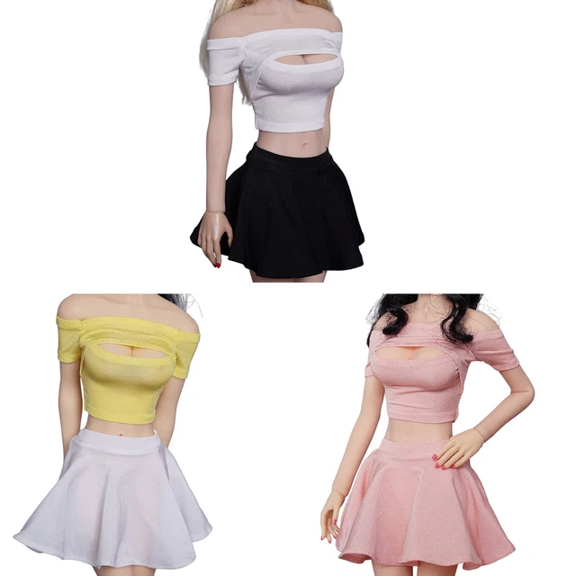 1: 6 Maglie a maniche corte da donna con gonna a pieghe per corpo da 12 ''