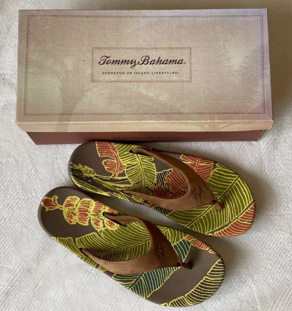 New TOMMY BAHAMA Men's Cocoa Neptune Flip Flops Sandals Size 9 NIB BOX