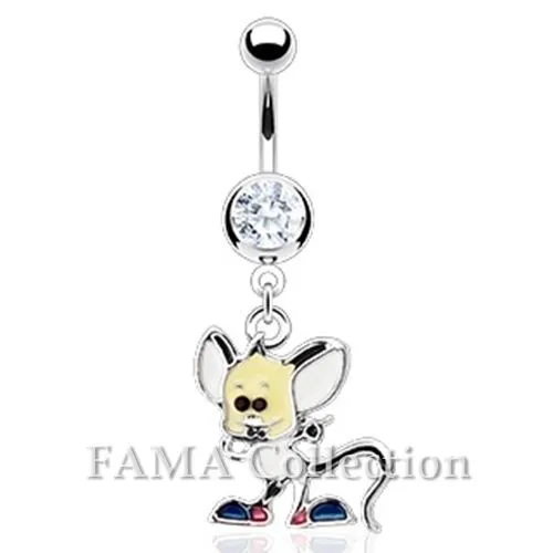 FAMA 316L Surgical Steel Epoxy Coated Cute Mouse Navel Belly Ring