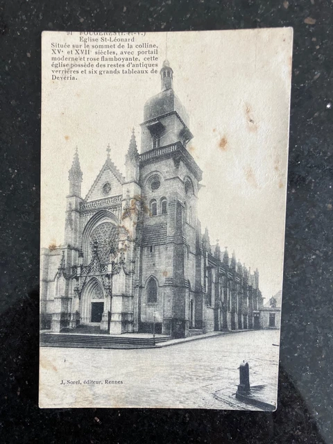 carte postale ancienne  église saint léonard fougères 35