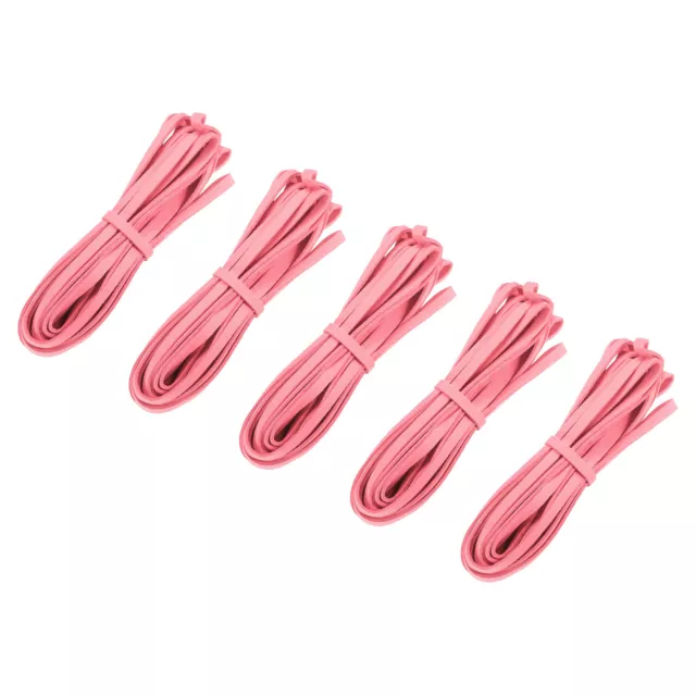 5.47 Yards 5mm Flat Suede Cord Leather String for DIY Crafts, Light Pink 5Pcs