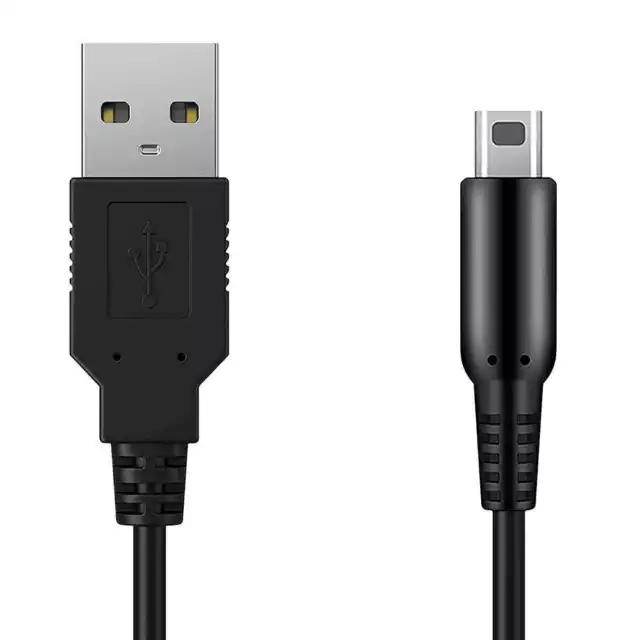Cable de Carga USB para Nintendo 3DSXL 2DS DSiXL 3DS DSi Cargador 120 cm Negro
