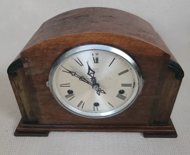 Enfield Royal Art Deco Elegant Westminster Chiming Mantel Wooden Clock England