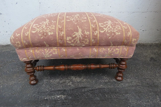 Victorian Early 1900s Large Foot Stool Ottoman 4023