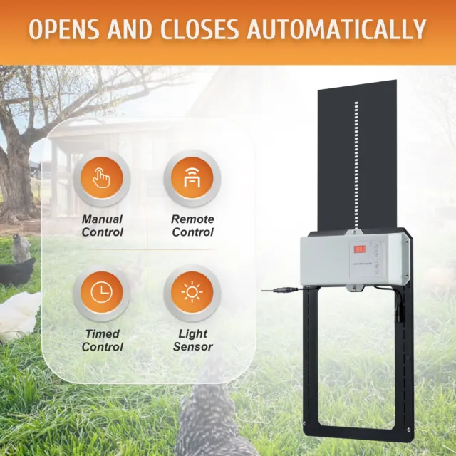 CO-Z Chicken Coop Door Automatic Opener Timer Light Sensor and Remote Controls