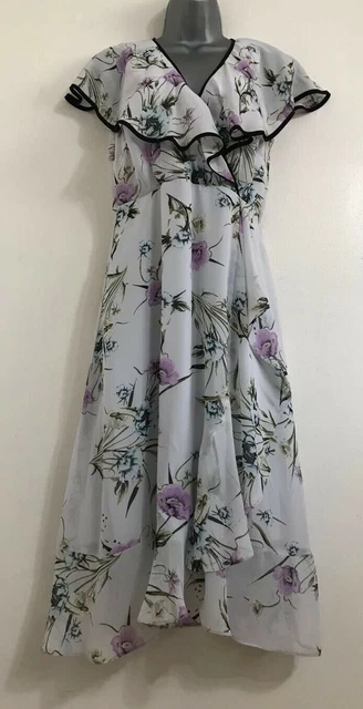 NEW EX DP Billie Blossom Black Hoilday Floral Long Chiffon Maxi