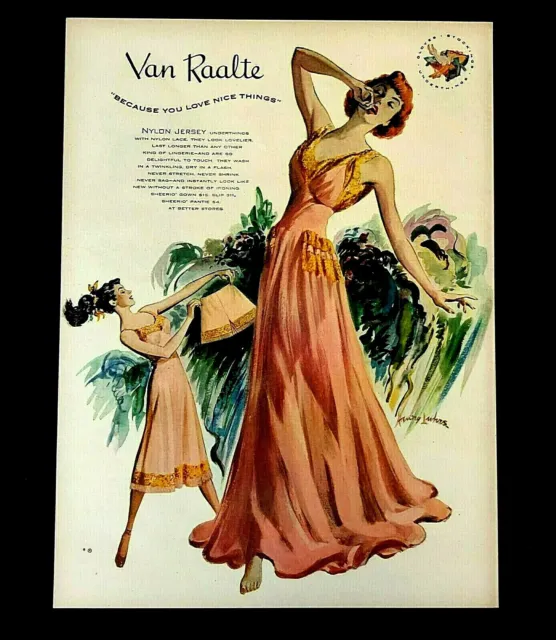 1948 Van Raalte Lingerie Advertisement Nightgown Panties Woman Art Vtg Print AD