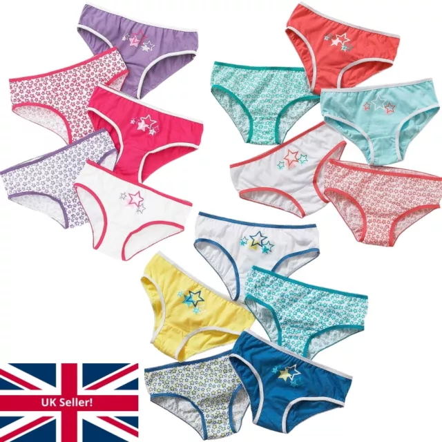 Girls Just Essentials Briefs Pants Knickers Cotton School Stars Multipack of 5