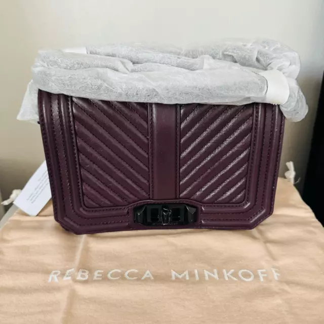 Rebecca Minkoff Small Love Leather Quilted Crossbody Bag,  Burgundy, NWT