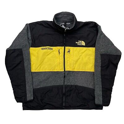 Mens Vintage The North Face Steep Tech Fleece Jacket XL Grey/Black/Yellow