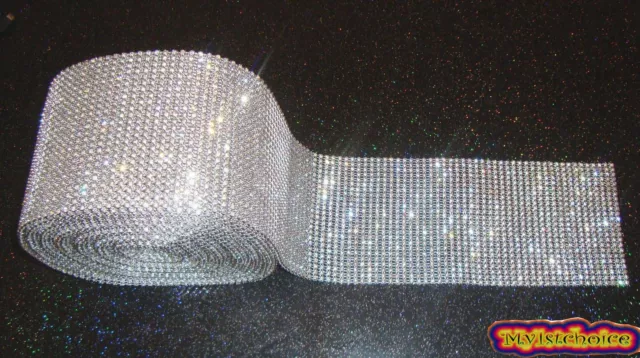 Diamante Effect Crystal Trim Decoration Ribbon Mesh Rhinestone 24Rows/1yrd