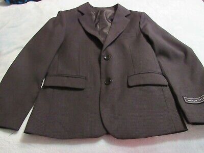 Andrew Fezza, Boy's Black Poly Checked Two Button Vented Blazer, Size 6