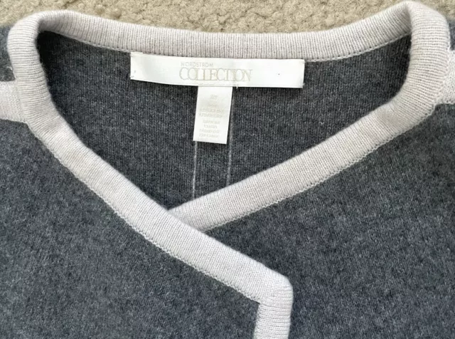 ~100% Cashmere~ Nordstrom Collection Gray Luxury Open Cardigan Sweater Womens XS 3