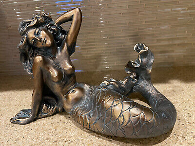 Mermaid Figurine Brushed Bronze On Cold Cast Resin