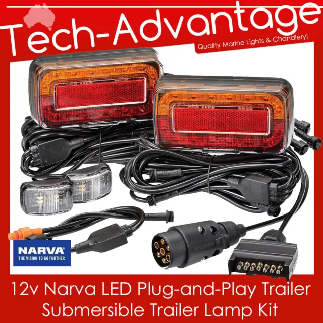 12v Narva LED Plug-and-Play Submersible Boat Trailer Lamp Kit (Suit up to 7m)