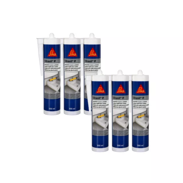 Lot de 6 mastics silicone universel SIKA Sikasil-P Marine - Transparent - 300ml