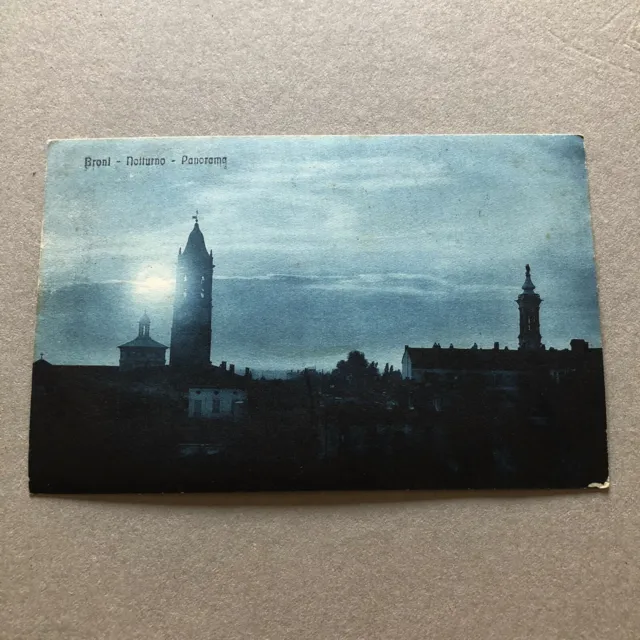B) Cartolina formato piccolo Broni Pavia notturno 1925 annullo ambulante