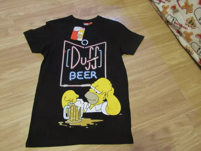Novelty Men's The Simpsons Themed Duff Beer Black T-Shirt Size Xs By Primark
