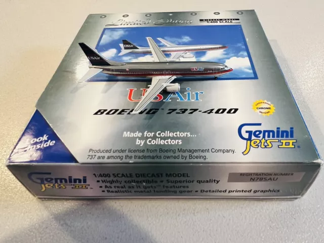 Gemini Jets 1:400 Scale USAir Boeing 737-400 N785AU Diecast Model Airliner