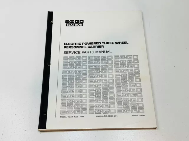 E-Z-Go Industrial Golf Car Cart Parts Manual 36V Electric XI-835 3-Wheel Buggy