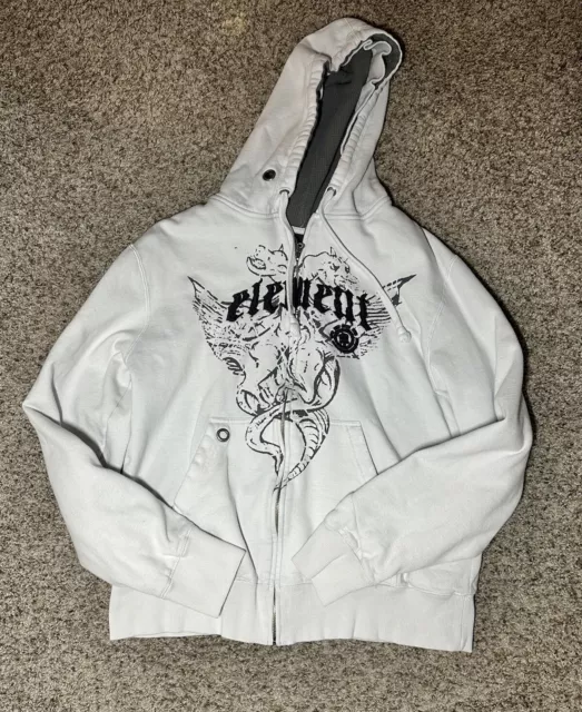 Embroidered Element Zip Up Jacket LARGE Vintage Y2K Affliction Style Hoodie