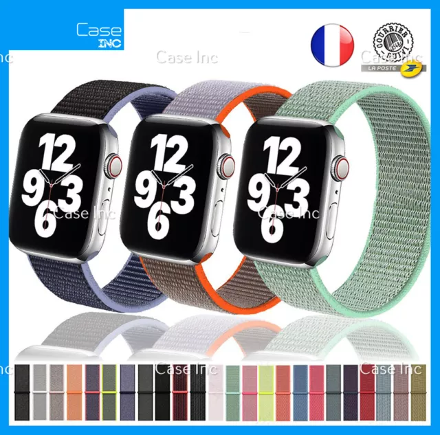 Bracelet pour Apple Watch Série 8 7 6 5 4 3 2 SE Nylon 38 40 41 mm/ 42 44 45 mm