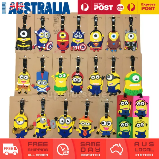 Minions Travel Luggage Tag Hero Adult  Baggage Kids School ID Name Label Silicon