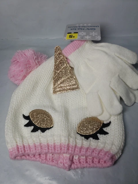Unicorn Beanie And Glove Set Girls Small