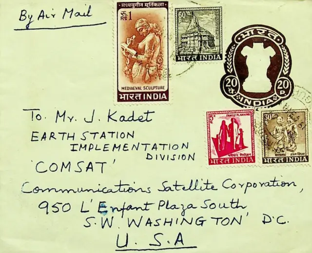 Indischem 4v Frankiert Auf 20p Umschlag Von Luftpost Nach Washington Dc USA