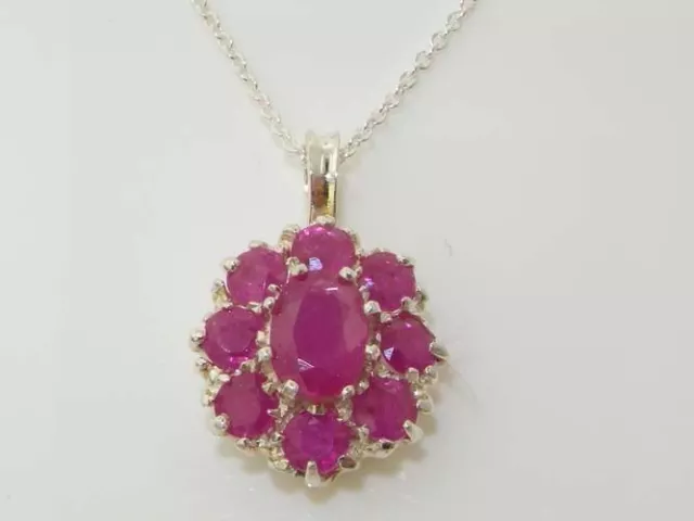 Solid Sterling Silver  Ruby  Pendant Necklace