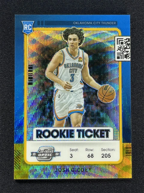 2021-22 Panini Contenders Optic Josh Giddey Gold Wave Prizm RC Rookie Ticket /10