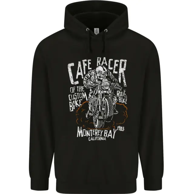 Cafe Racer Skull Motorcycle Biker Motorbike Mens 80% Cotton Hoodie