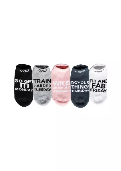 Lorna Jane Inspiring Days Sock Kit 5 Pack Days Of The Week Women's Running Socks