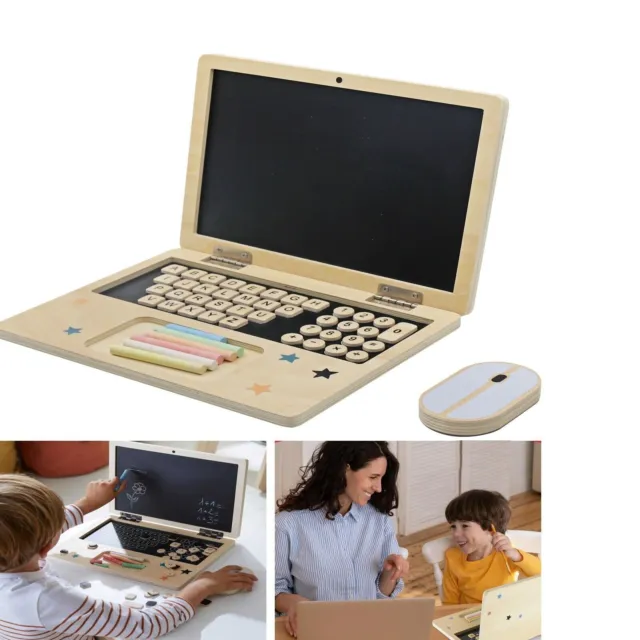 KIDS WOODEN LAPTOP with Magnetic Board Computer Pretend Roll Play Learning  Toy £17.90 - PicClick UK