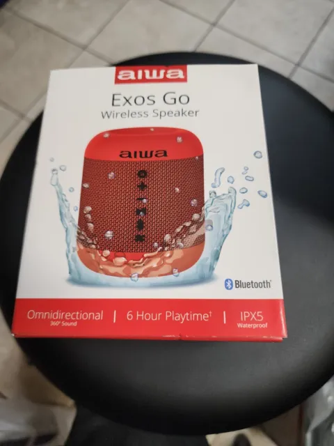 Aiwa IPX6 Exos Go Wireless Portable Bluetooth Speaker 6 hour Waterproof