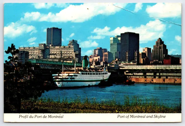 Quebec Canada, Port Of Montreal And Skyline, Boats Buildings, Vintage Postcard
