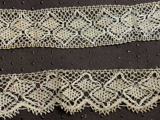 Antique Edwardian French Bobbin lace Insertion & Edging - 67cm + 52cm by 3.5cm