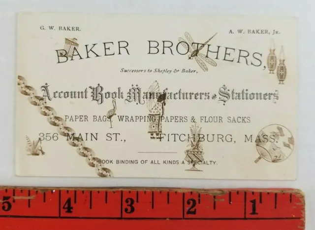 Vintage 1900's Account Book Manufacturer Fitchburg Massachusetts Business Card