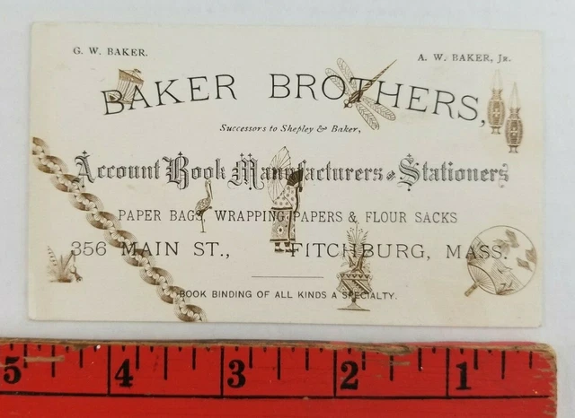 Vintage 1900's Account Book Manufacturer Fitchburg Massachusetts Business Card