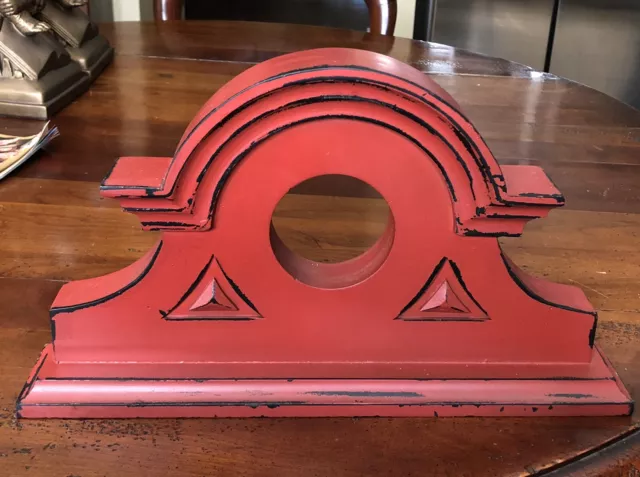 Red Painted Wood Architectural Pediment Farmhouse Cabin Loft Decor