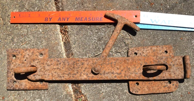 Vtg Hand Forged 18" Iron Gate Latch Barn Door Antique Primitive Farm Hardware #2 2