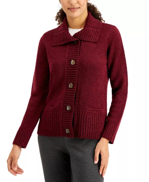 MSRP $50 Karen Scott Petite Button-Front Cardigan Red Size Petite (PP)