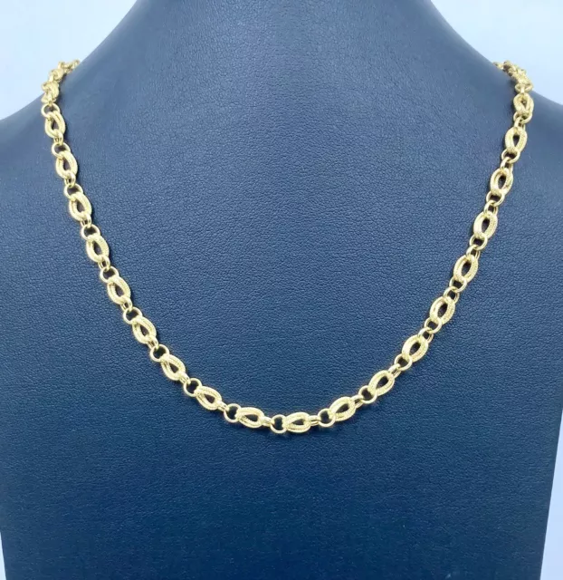 Collana Donna In Oro 18Kt 750 Anelli Zigrinati Oro Giallo 18Ct Girocollo Usato