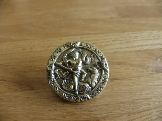 Bouton Ancien En Métal Doré - Chasseur