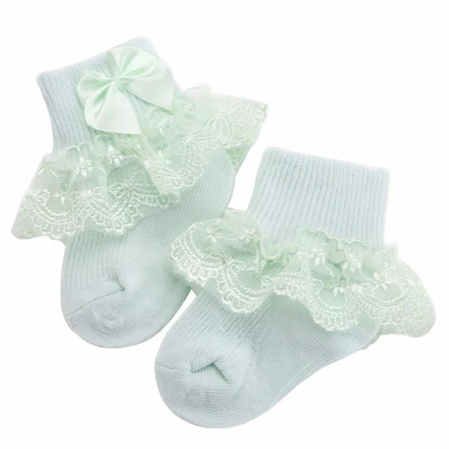 Neonati Bambino Calzini Cotone Battesimo Inverno Increspato Maglia Ginocchio Lac 11